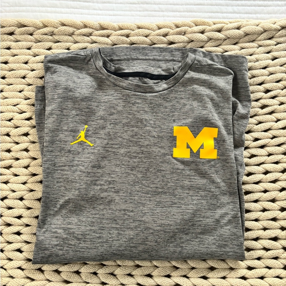 Jordan Heather Gray long sleeve athletic material UofM